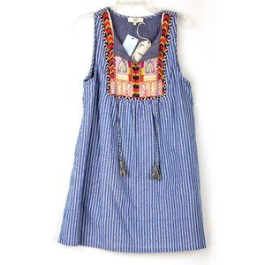 Entro Blue White Stripe Sleeveless Dress Size M